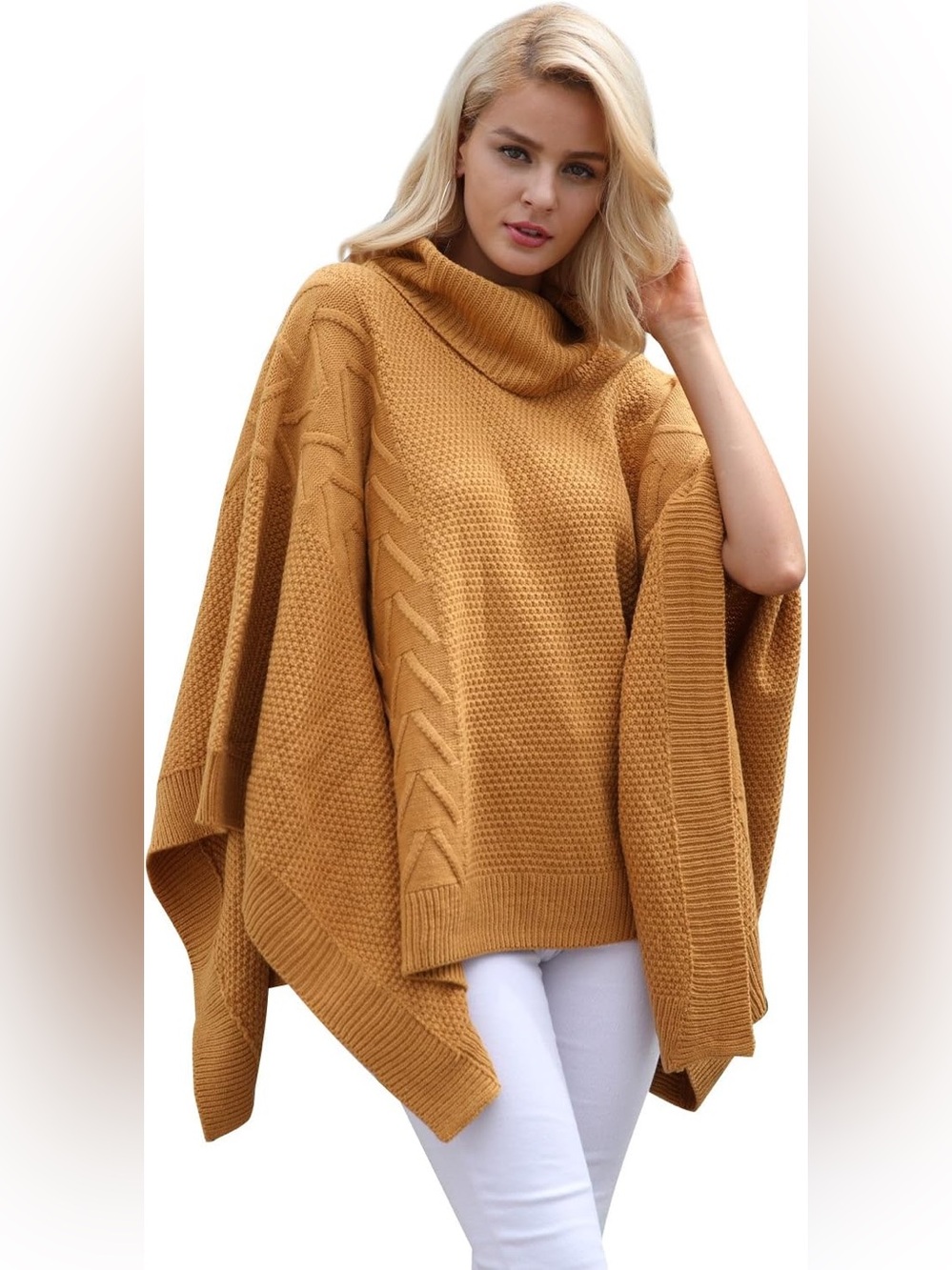 Simplee Gold Knit Poncho Sweater, OS, EXCELLENT CONDITION